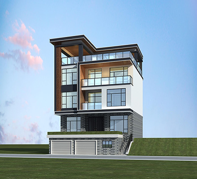 现代别墅设计图纸及效果图大全 三层半房屋设计